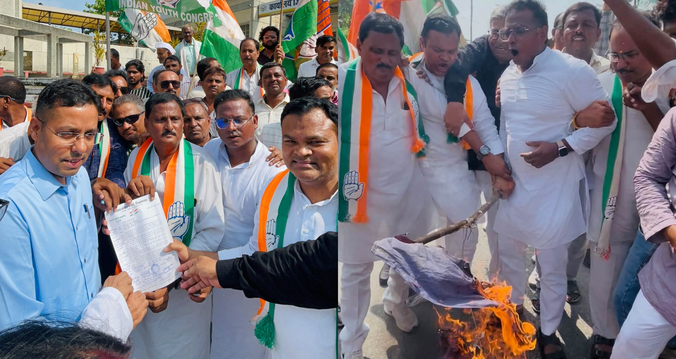 सिद्धार्थनगर में SIR और CEC के खिलाफ कांग्रेस का उग्र प्रदर्शन: कलेक्ट्रेट पर फूंका पुतला, पुलिस से नोकझोंक; राष्ट्रपति को भेजा 5 सूत्रीय ज्ञापन